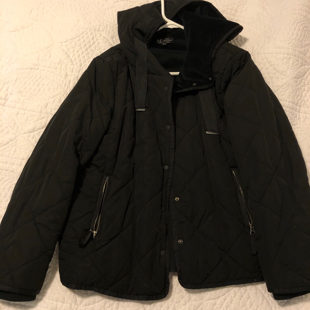 Zara black puffer coat Large